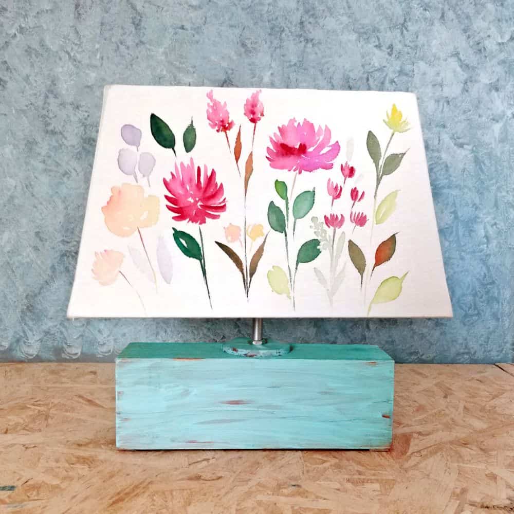 Rectangle Table Lamp - Floral Bouquet Lamp Shade - rangreli