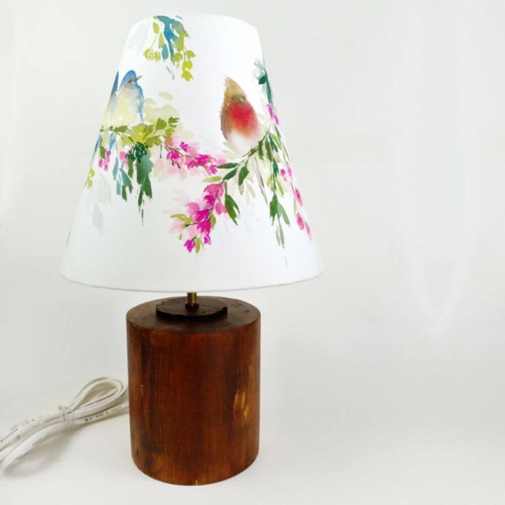 Cone Table Lamp - Perching Birds Lamp Shade - rangreli