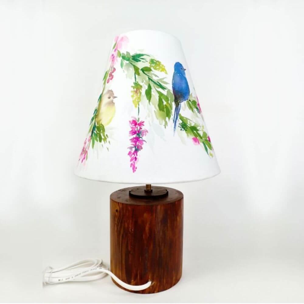 Cone Table Lamp - Perching Birds Lamp Shade - rangreli