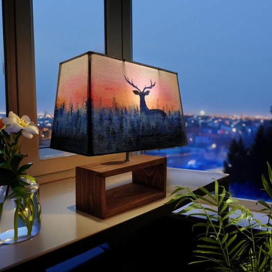 Rectangle Table Lamp - Deer Lamp Shade 3057 - rangreli