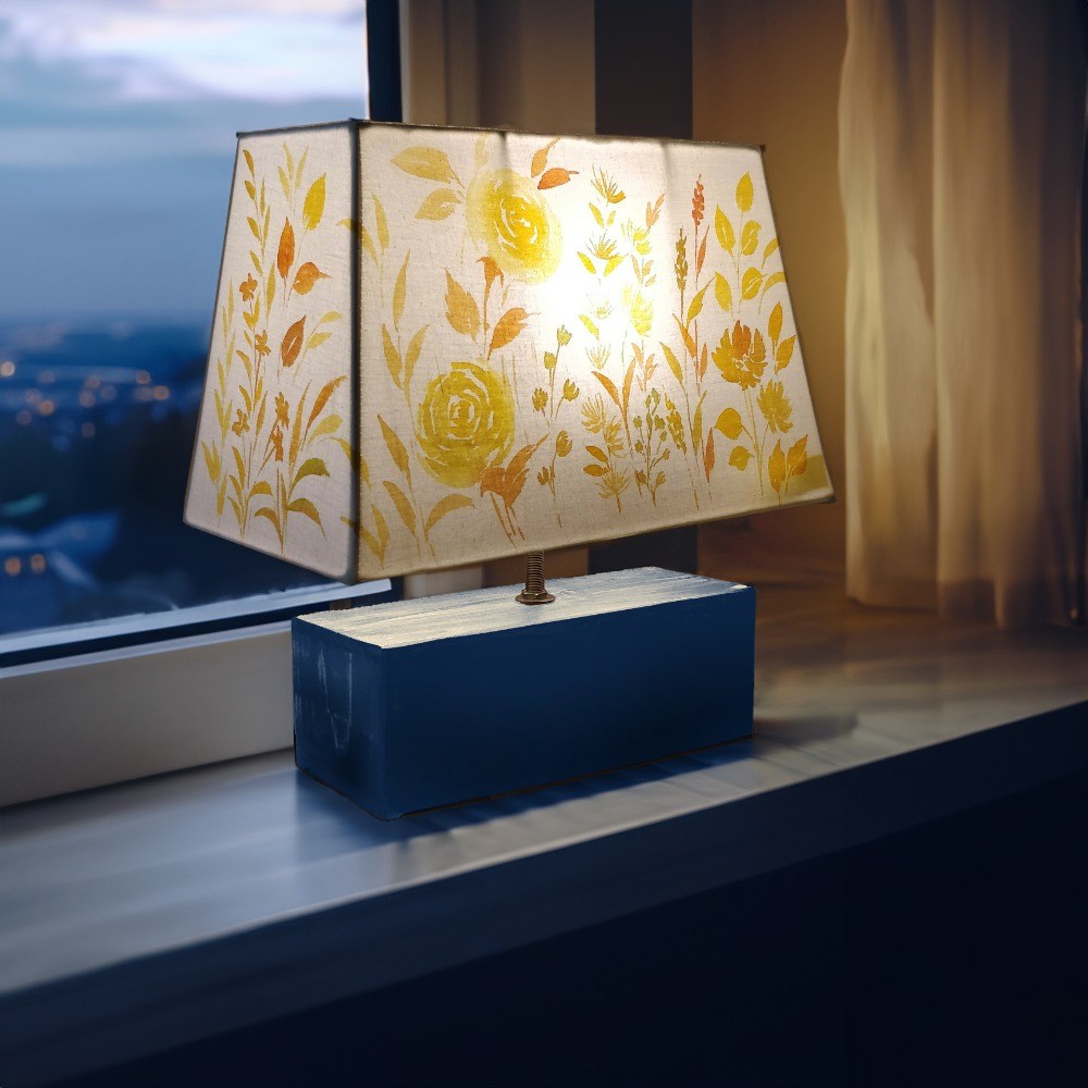 Rectangle Table Lamp - Yellow Monochrome Lamp Shade 3070 - rangreli