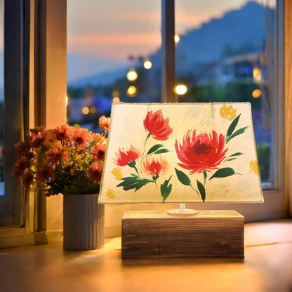 Rectangle Table Lamp - Lillies Lamp Shade 3072 - rangreli