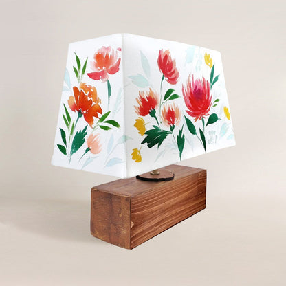 Rectangle Table Lamp - Lillies Lamp Shade 3072 - rangreli