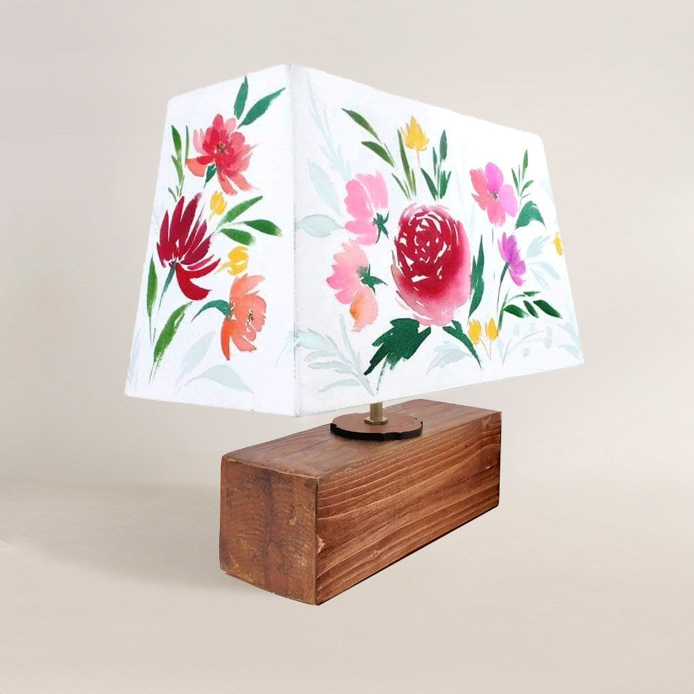 Rectangle Table Lamp - Lillies Lamp Shade 3072 - rangreli