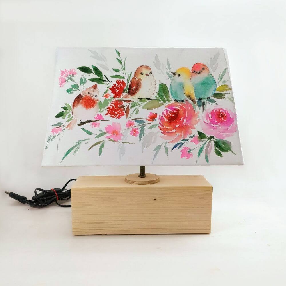 Rectangle Table Lamp - New Birds Lamp Shade 3076 - rangreli