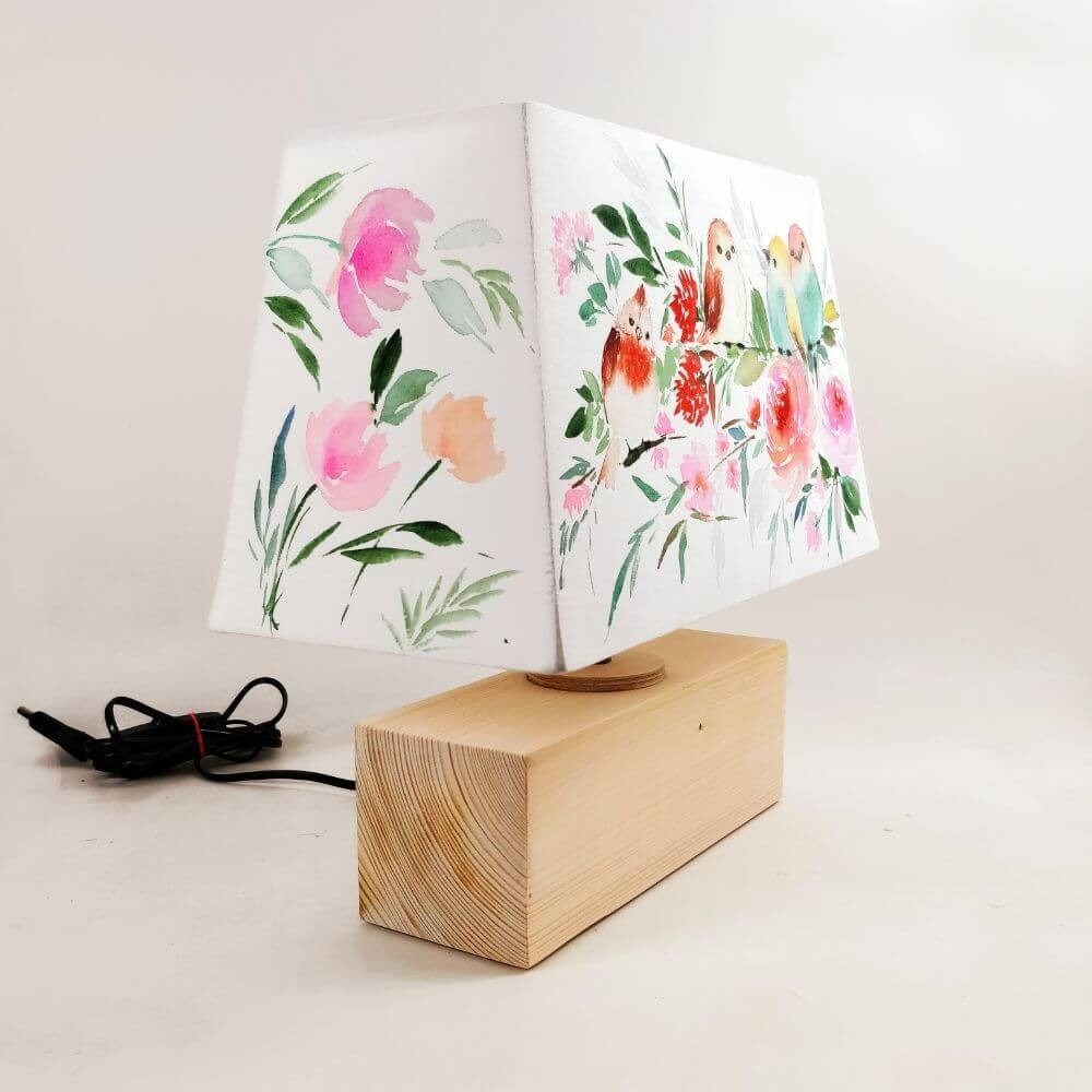 Rectangle Table Lamp - New Birds Lamp Shade 3076 - rangreli