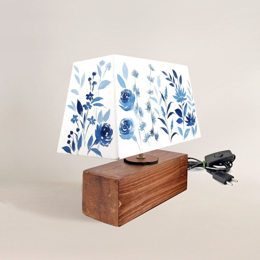 Rectangle Table Lamp - Blue Monochrome Lamp Shade (Copy) - rangreli