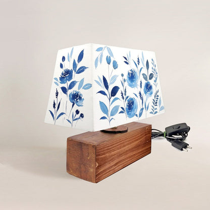 Empire Table Lamp - Blue Floral Lamp Shade 1 - rangreli