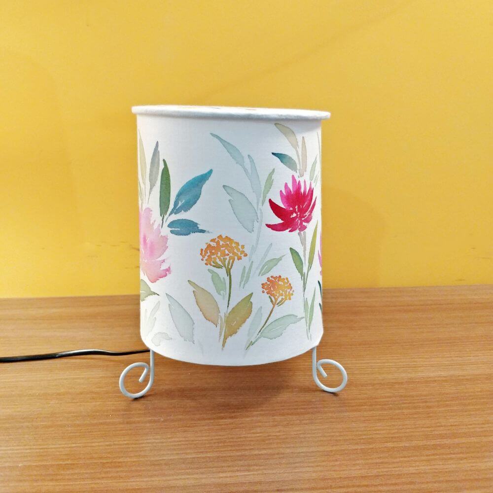Cylinder Table Lamp - Floral 1 lamp shade with Lid - rangreli