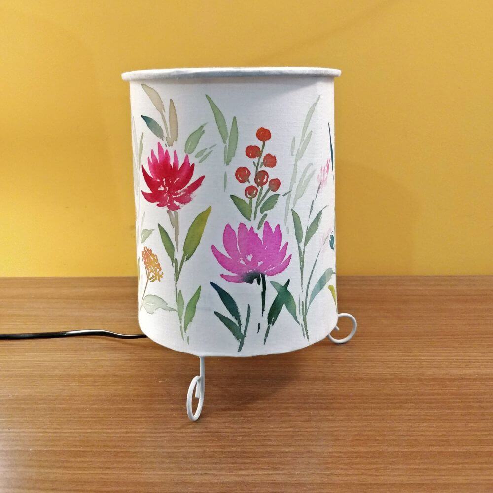 Cylinder Table Lamp - Floral 1 lamp shade with Lid - rangreli