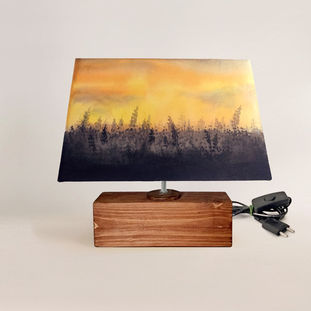 Rectangle Table Lamp - Deer Sunset Lamp Shade 3089 - rangreli