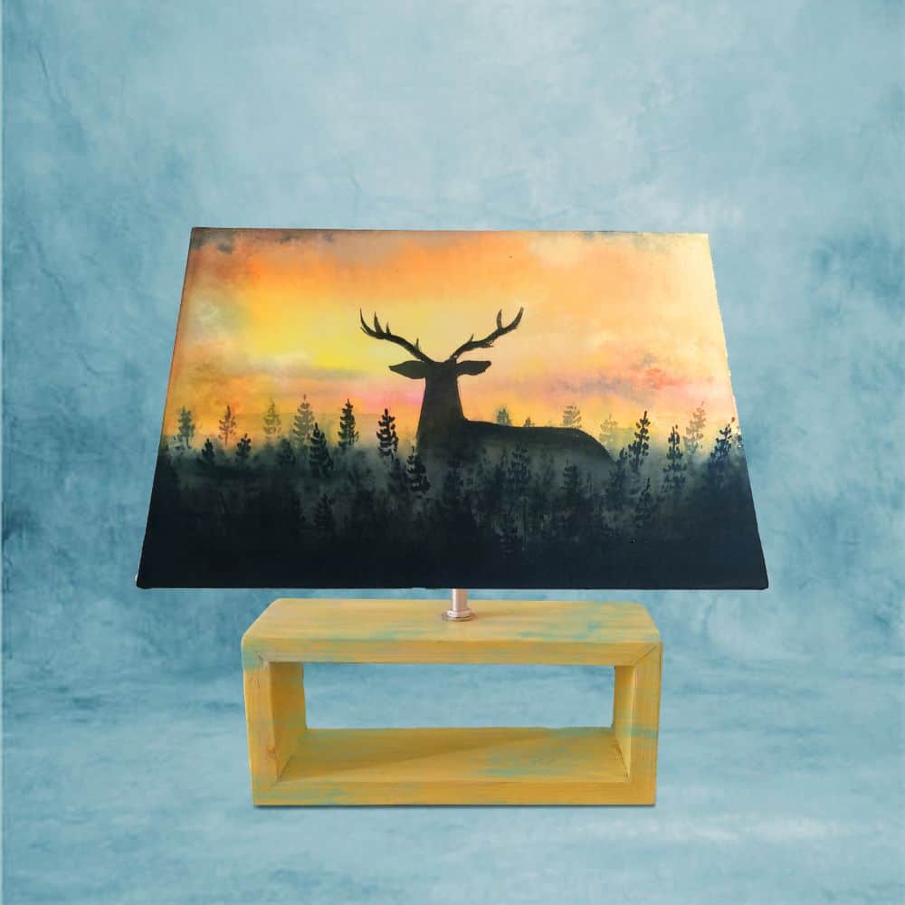 Rectangle Table Lamp - Deer Sunset Lamp Shade - rangreli