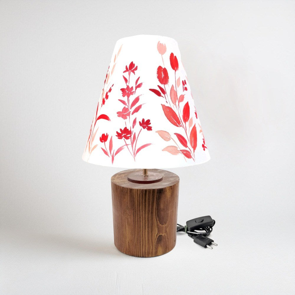 Cone Table Lamp - Red Floral Lamp Shade 3095 - rangreli