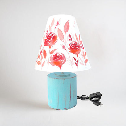 Cone Table Lamp - Red Floral Lamp Shade 3095 - rangreli