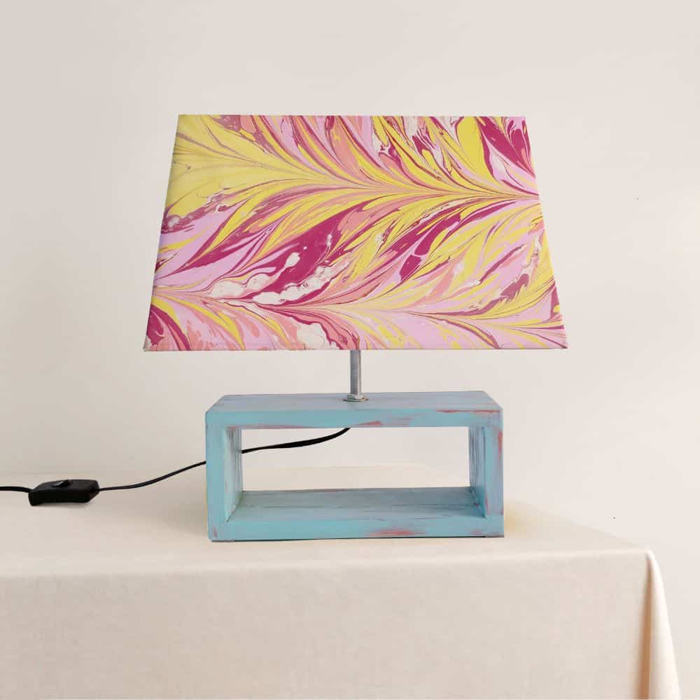 Modern Table Lamp - Marbling | Yellow and Magenta - rangreli