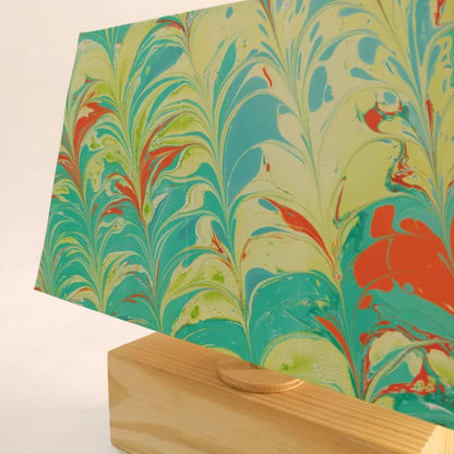 Modern Table Lamp - Marbling | Green and Yellow - rangreli