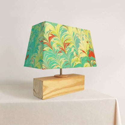 Modern Table Lamp - Marbling | Green and Yellow - rangreli