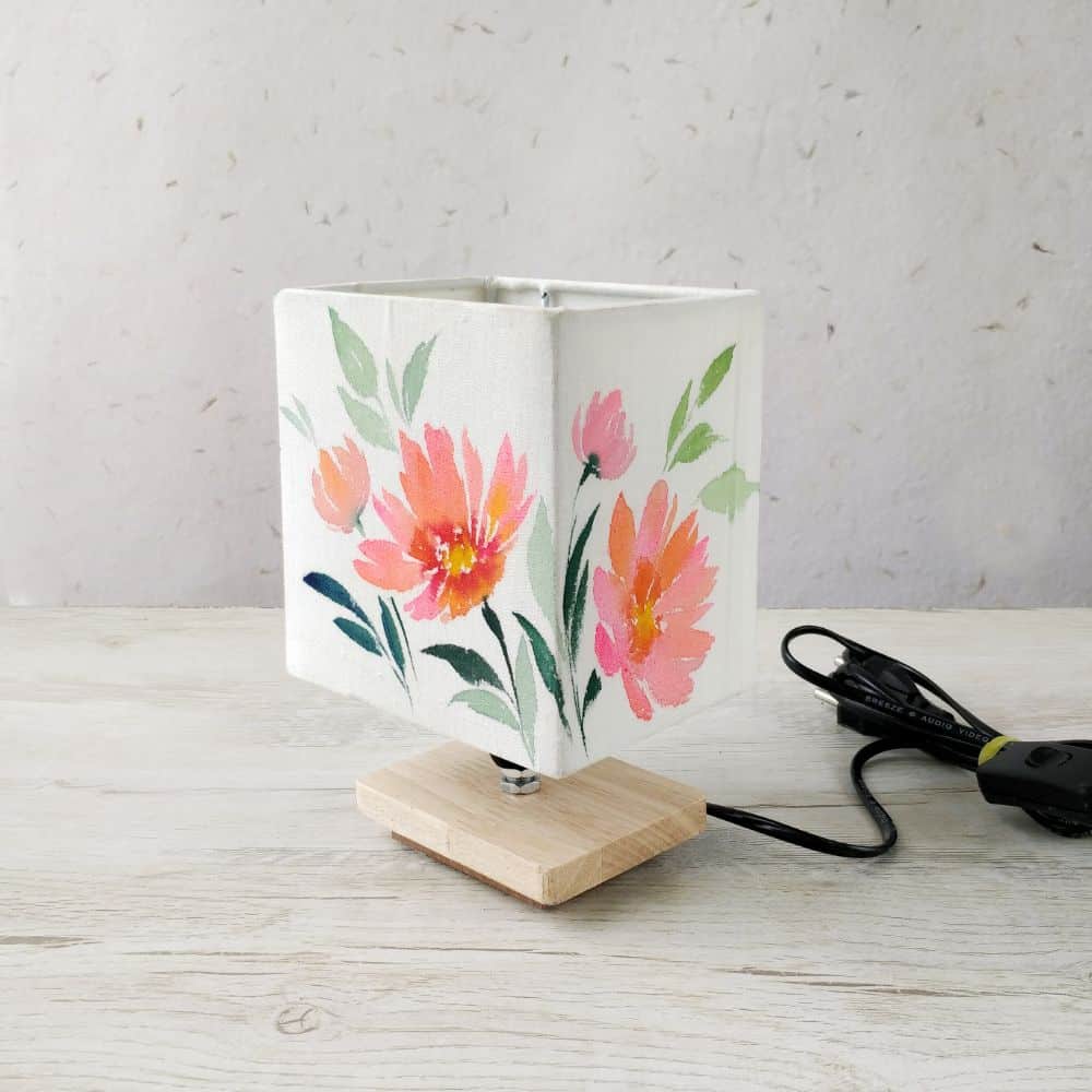 Square Table Lamp - Floral Lamp Shade - rangreli