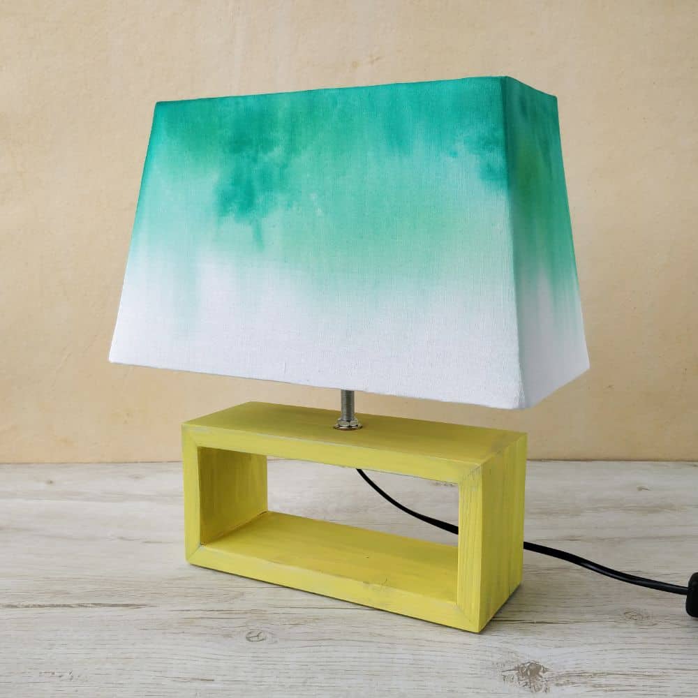 Rectangle Table Lamp - Green Ombre Lamp Shade - rangreli