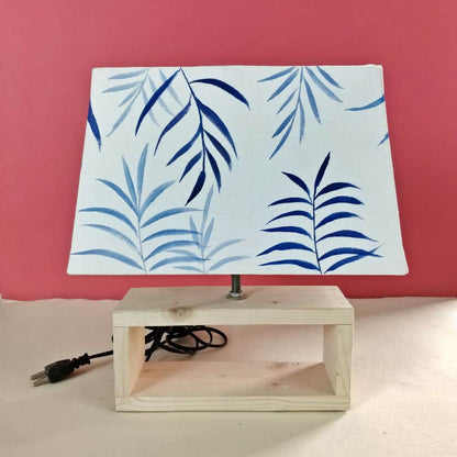 Rectangle Table Lamp - Blue Fern Lamp Shade - rangreli