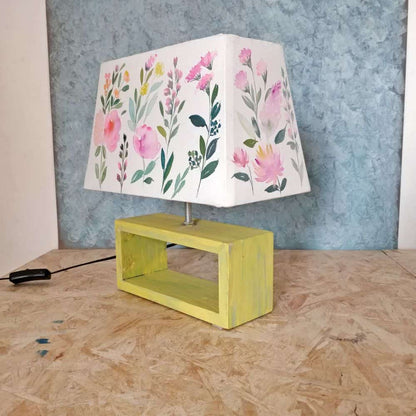 Rectangle Table Lamp - Floral Bliss Lamp Shade - rangreli