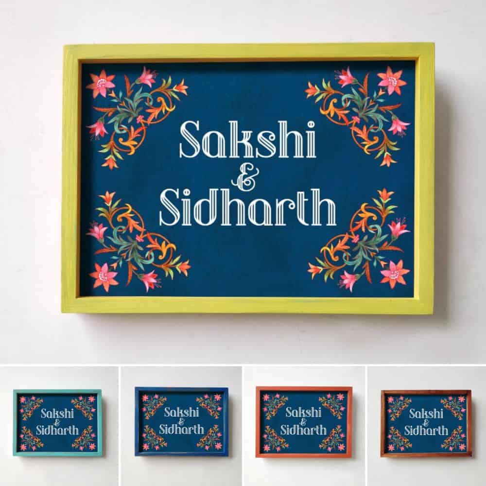 Printed Framed Name plate -  Red flowers - rangreli