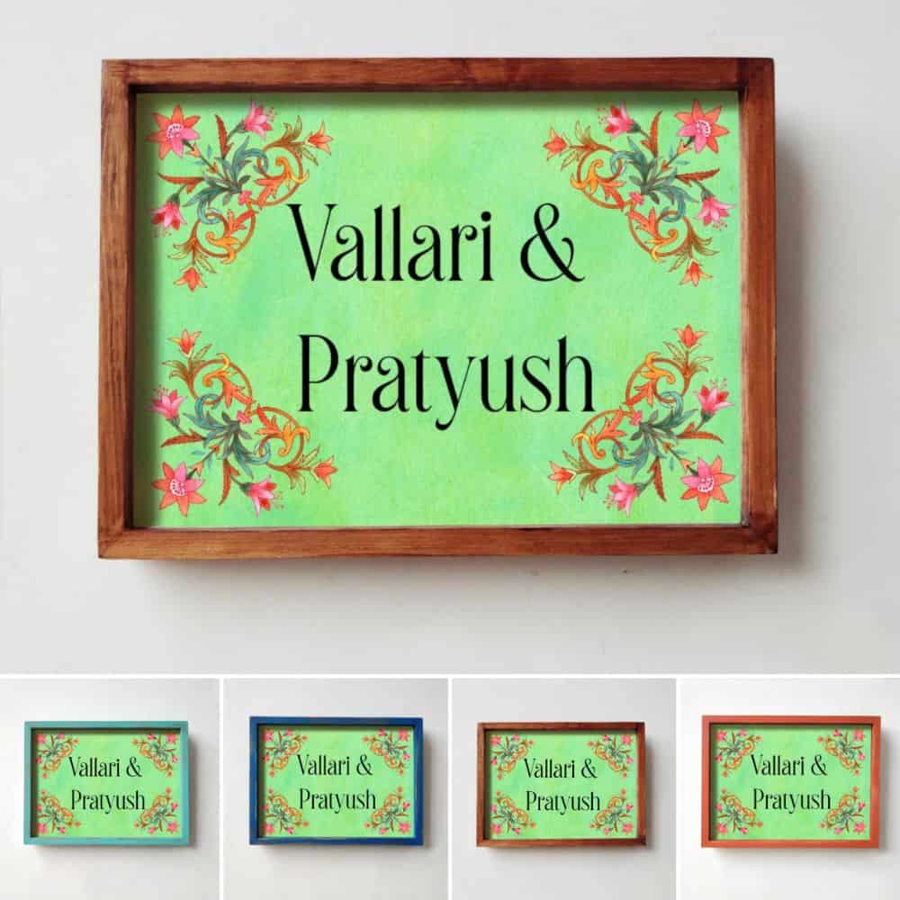 Printed Framed Name plate -  Red flowers - rangreli