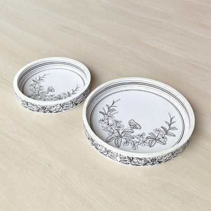 Nature's Sketch - Round Serving Tray Set