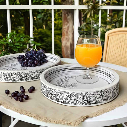 Nature's Sketch - Round Serving Tray Set