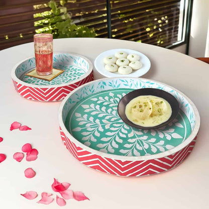 Leaf Whisper - Round Serving Tray Set