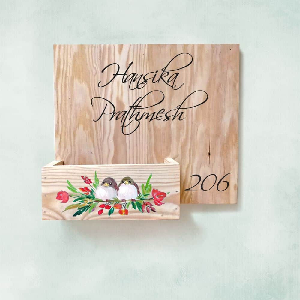 Two Sweet Birds - Handpainted Planter Nameplate