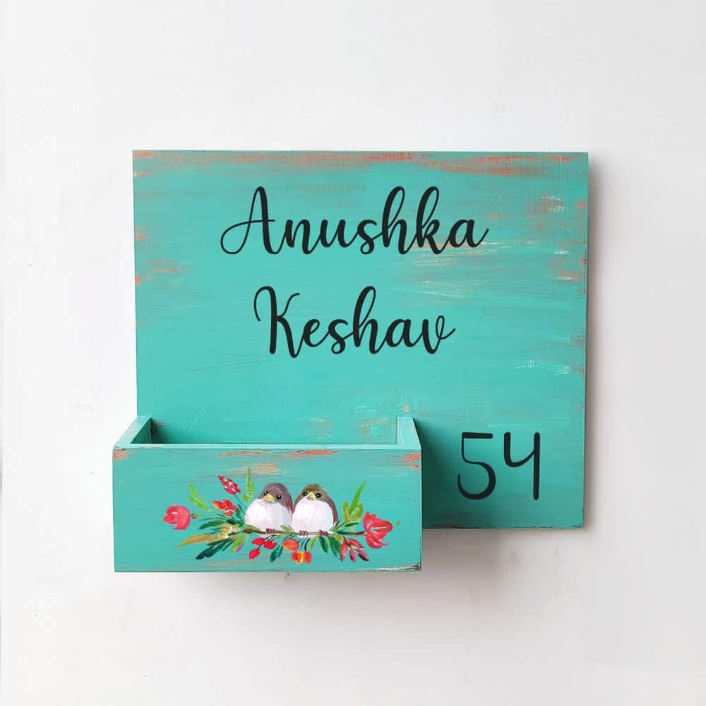 Two Sweet Birds - Handpainted Planter Nameplate