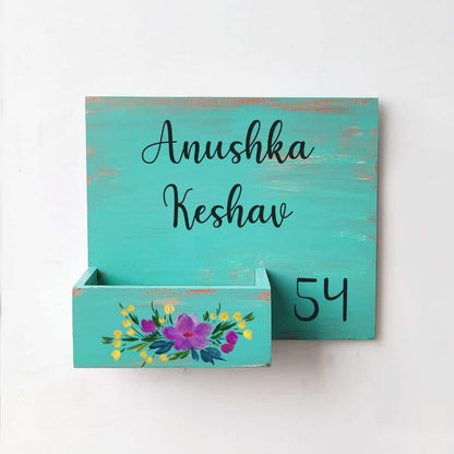 Handpainted Customized Planter Name plate -   Purple Flowers - rangreli