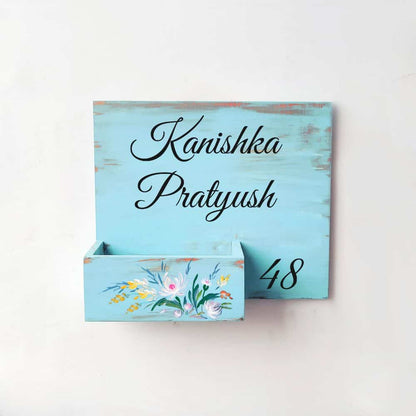 Handpainted Customized Planter Name plate -   White Flowers