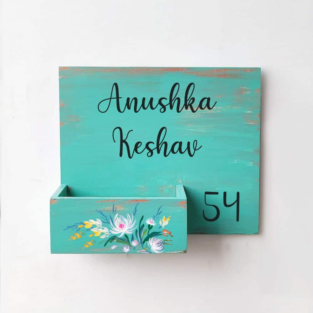 Handpainted Customized Planter Name plate -   White Flowers