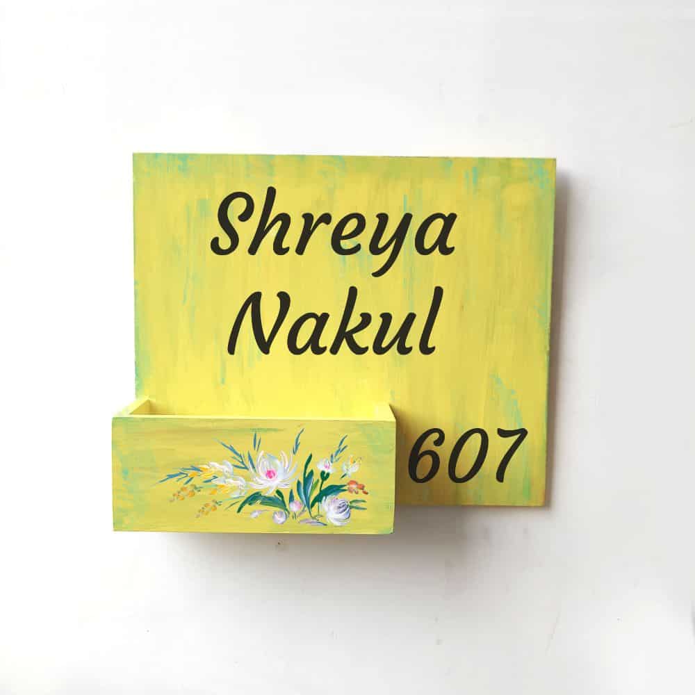 Handpainted Customized Planter Name plate -   White Flowers