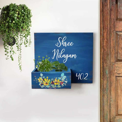 Handpainted Customized Planter Name plate - Yellow Flowers