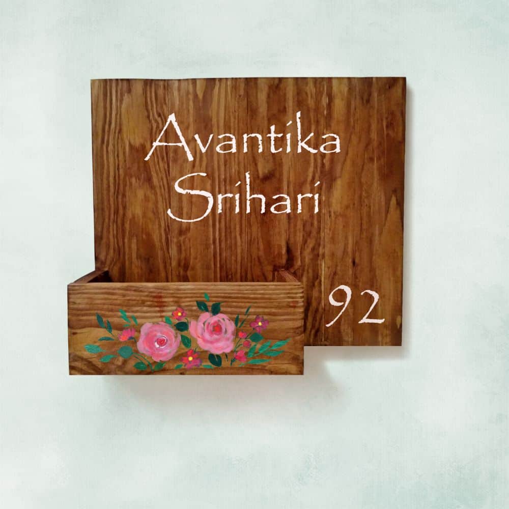 Handpainted Customized Planter Name plate - Pink Flowers