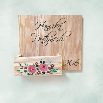 Handpainted Customized Planter Name plate - Pink Flowers