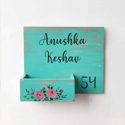 Handpainted Customized Planter Name plate - Pink Flowers