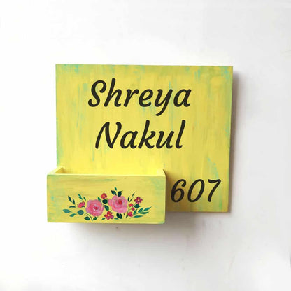 Handpainted Customized Planter Name plate - Pink Flowers