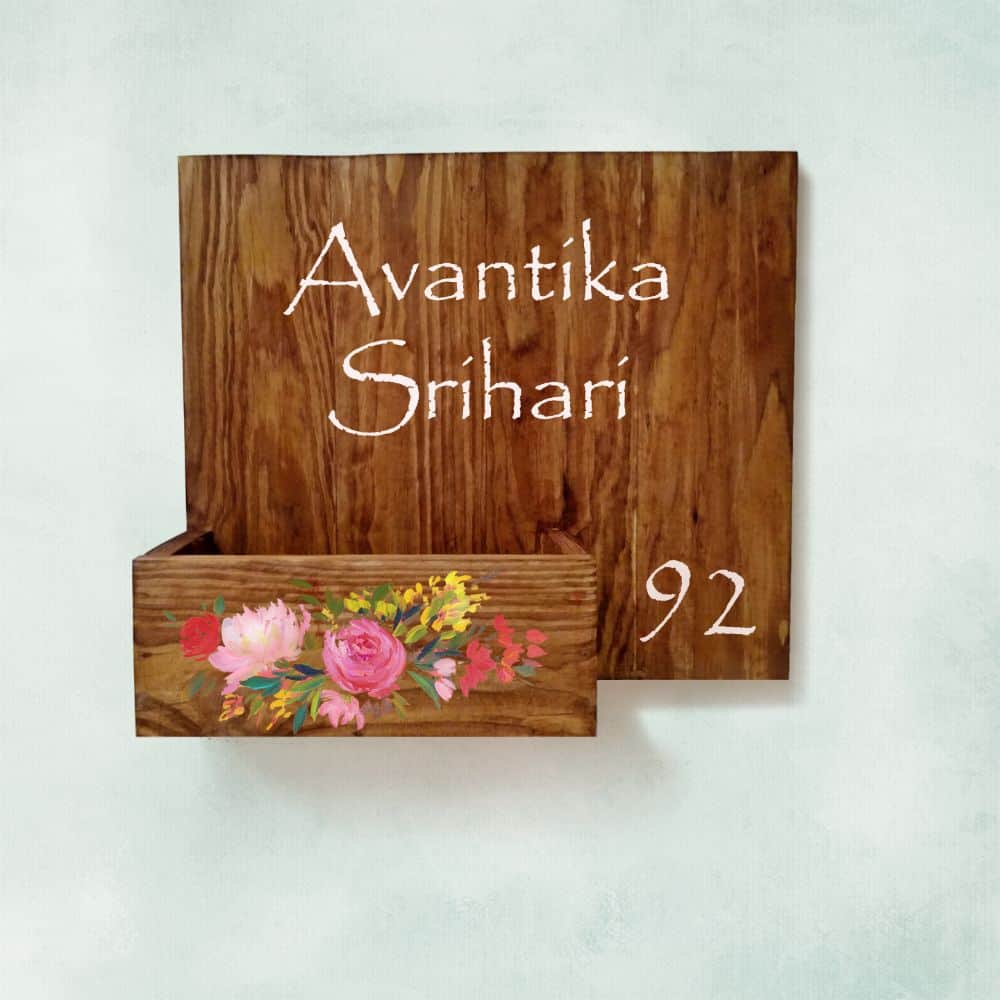 Handpainted Customized Planter Name plate - Rose Flowers