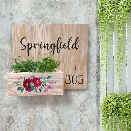 Handpainted Customized Planter Name plate - Red Flowers - rangreli