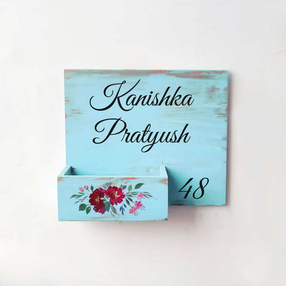 Handpainted Customized Planter Name plate - Red Flowers - rangreli