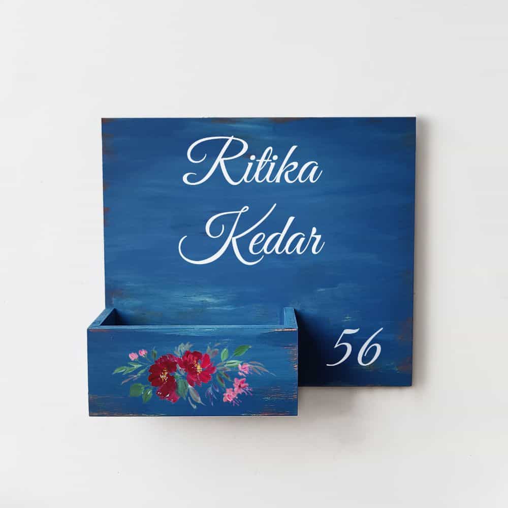 Handpainted Customized Planter Name plate - Red Flowers - rangreli