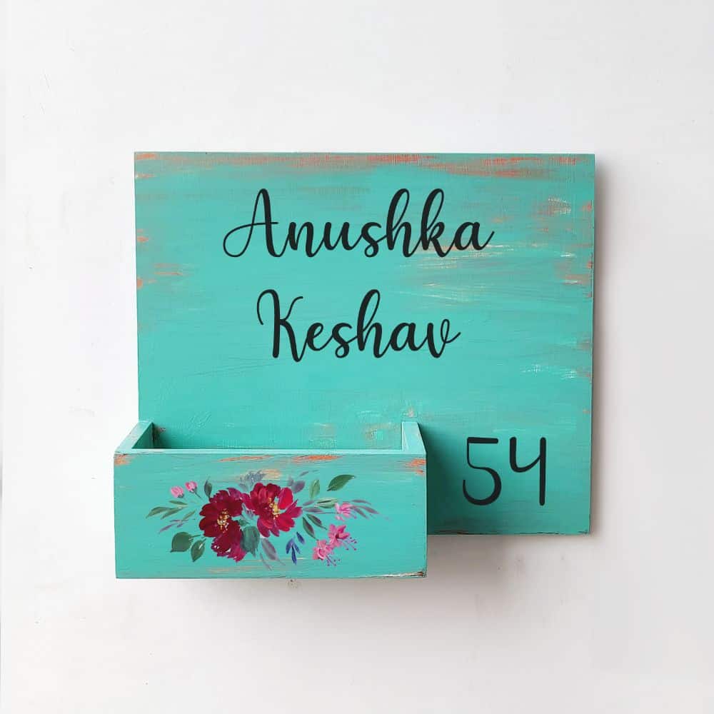 Handpainted Customized Planter Name plate - Red Flowers - rangreli