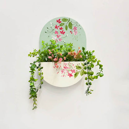 Round Planter Name Plate- Calming White N Green