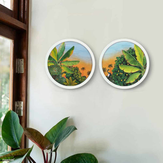 Bageecha Pichwai Style Wall Art Frames Set of 2 - rangreli