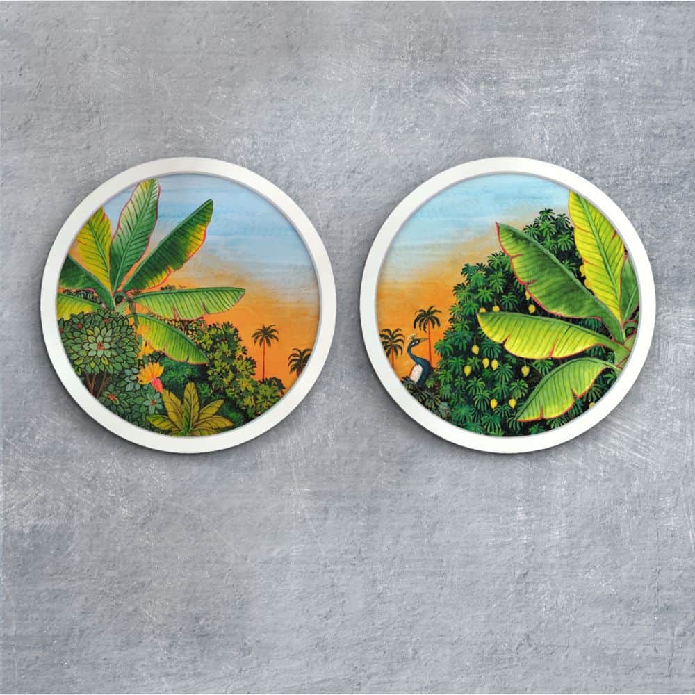 Bageecha Pichwai Style Wall Art Frames Set of 2 - rangreli