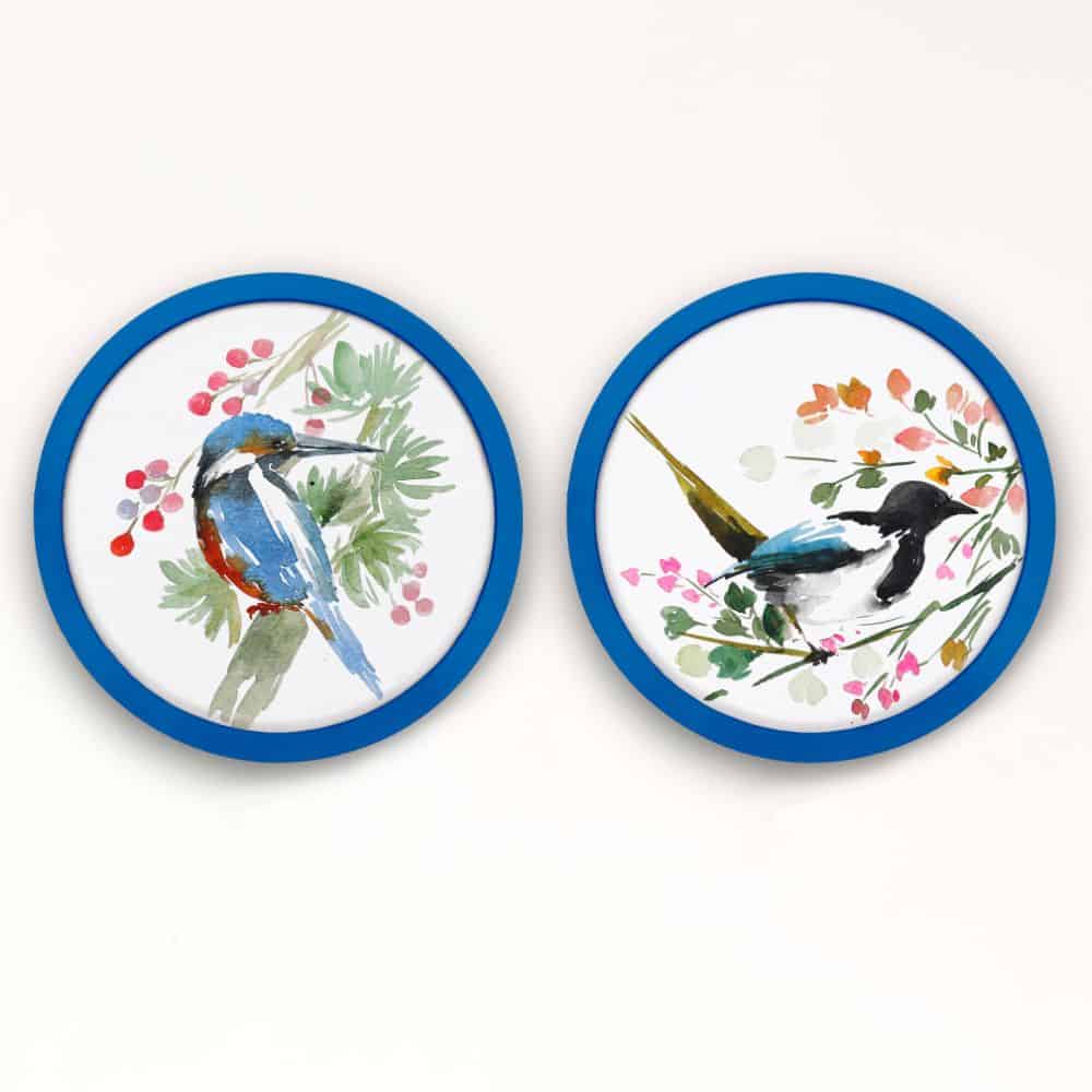 Handpainted wall art Style 2- Bird Set of 2 - rangreli